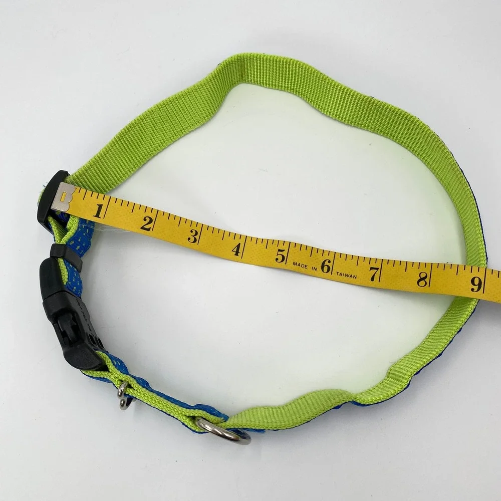 Frisco Dog Collar‎ and Leash Set Blue Green Polka Dot Adjustable Pet Walking